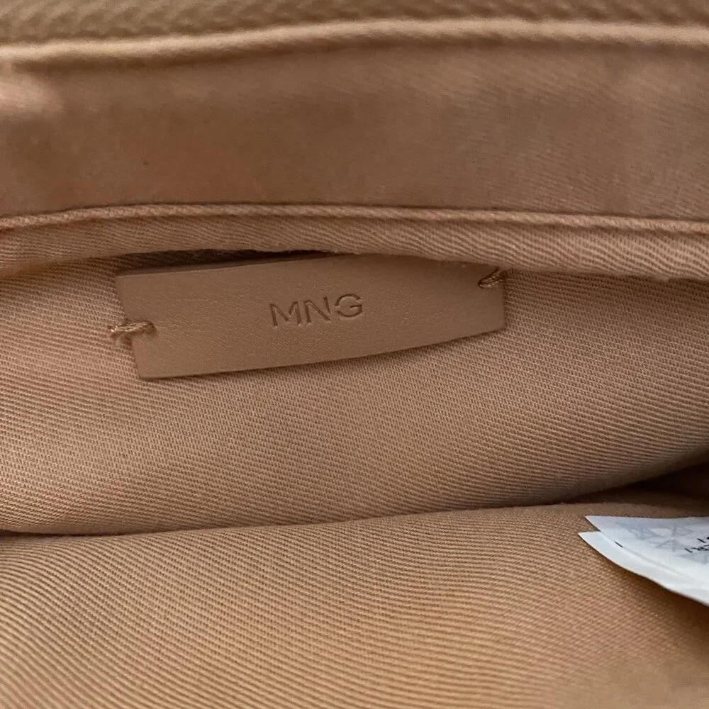 Mango Twisted Strap Baguette Bag Small Underarm Shoulder Bag Zipper Closure - Picture 10 of 14